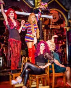 A photo showing a drag performer