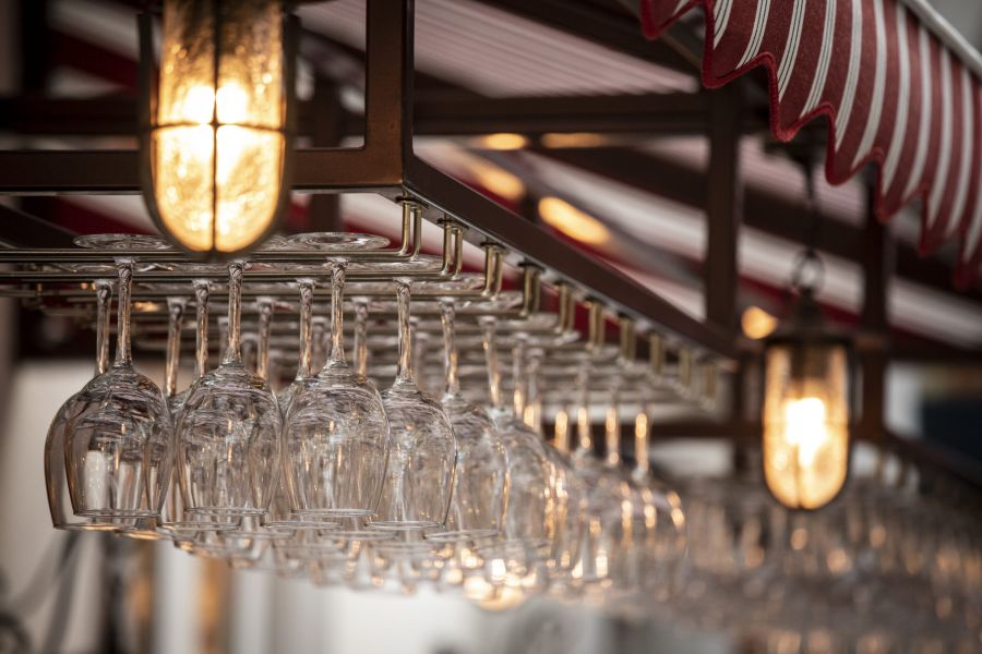 A photo of Café en Seine Wine Glasses Hanging