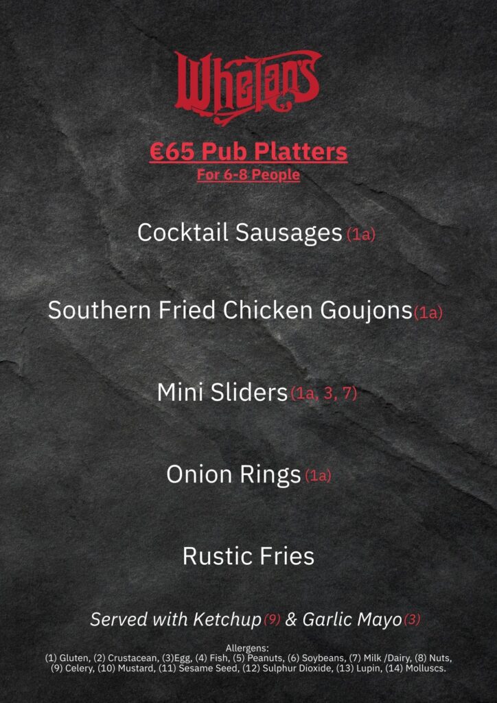 Whelan's Summer menu 2026